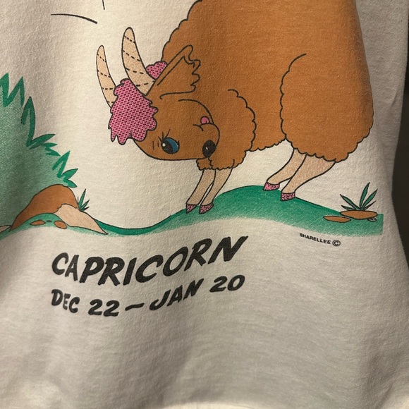 Vintage 80s Single Stitch Capricorn Zodiac Graphic Tee Signed Sharelle - Picture 5 of 10